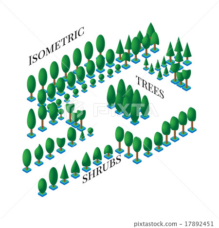 Isometric set of green trees and bushes in the 17892451