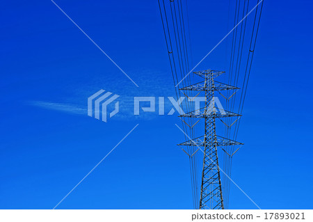 High voltage electric tower on sky background High voltage electric tower on sky background 17893021