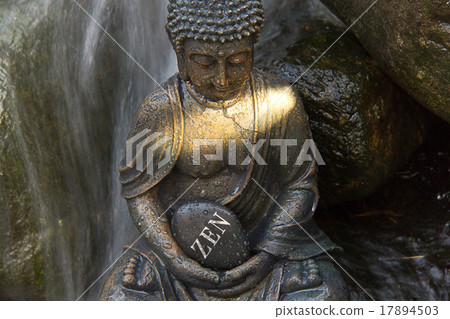 Buddha by the waterfall with the word „ZEN” 17894503