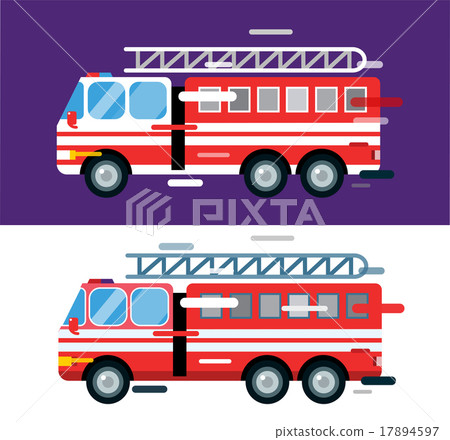 Fire truck car isolated vector cartoon silhouette 17894597