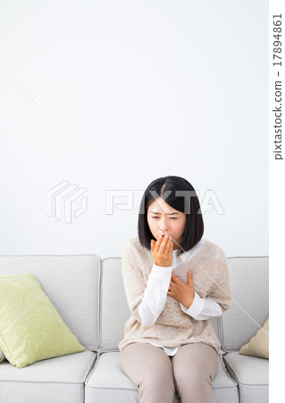 Female portrait nausea feeling bad morning sick married young girls physical condition young people white background white back Female portrait nausea feeling bad morning sick married young girls physical condition young people white background white back 17894861