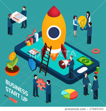 Business startup launch concept isometric poster - Stock Illustration ...