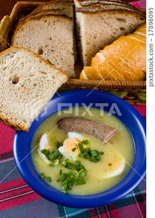 traditional polish white borscht with eggs 17896095