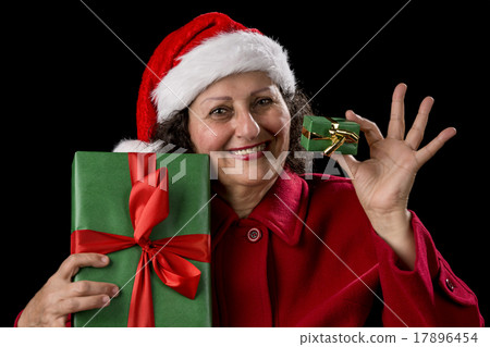 Smiling Old Woman Offering a Small and a Big Gift. 17896454