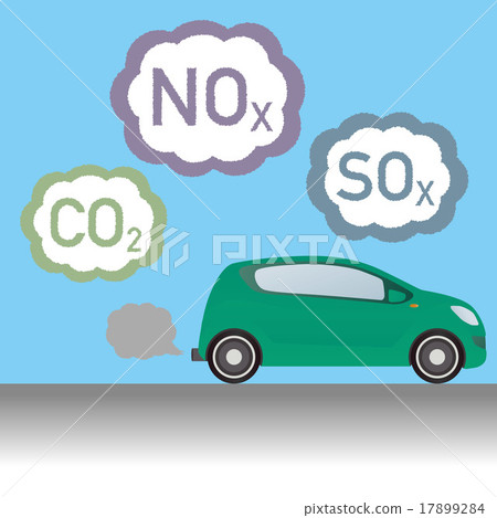 Automobile and exhaust gas image Illustration 17899284