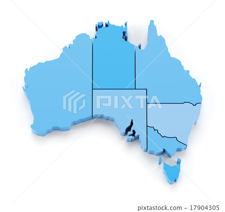 Map Of Australia With State Borders Extruded Map Of Australia With State Borders - Stock Illustration  [17904305] - Pixta