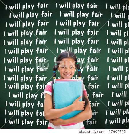 Composite image of cute pupil smiling at camera in library Composite image of cute pupil smiling at camera in library 17906522