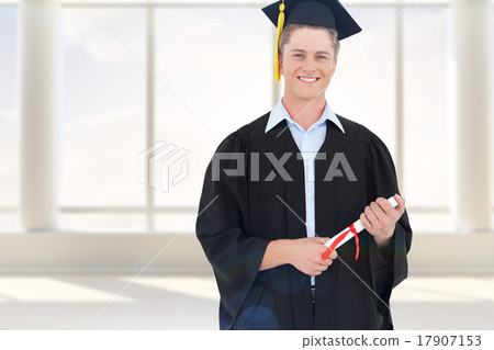 Composite image of man smiling as he has just graduated with his Composite image of man smiling as he has just graduated with his 17907153