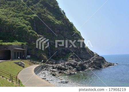 Oku Noto Waterfall of Tarumi poured into the Sea of Japan 17908219