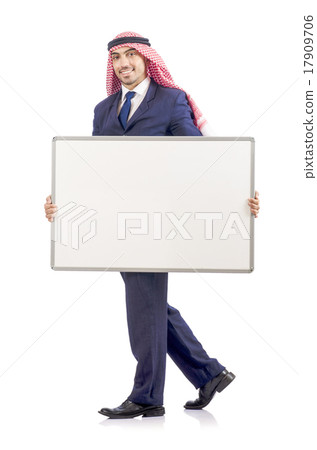 Arab man with blank board for message Arab man with blank board for message 17909706