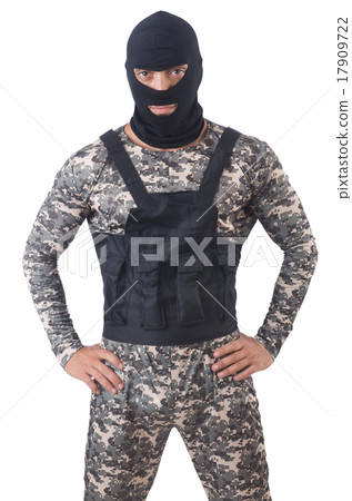 Soldier in camouflage isolated on white Soldier in camouflage isolated on white 17909722