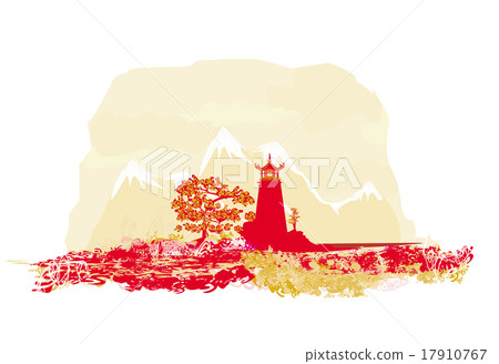 Chinese Temple on abstract Asian Landscape 17910767