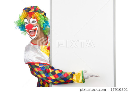 Clown with blank board on white Clown with blank board on white 17910801