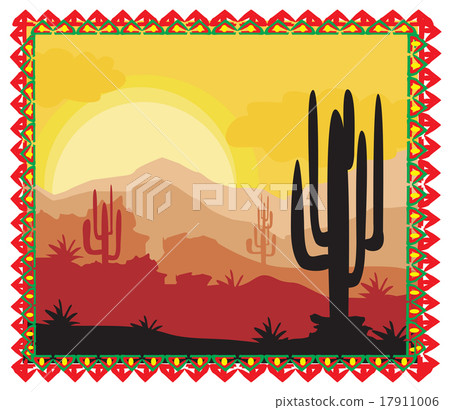 Desert wild nature landscape with cactus - Stock Illustration [17911006 ...
