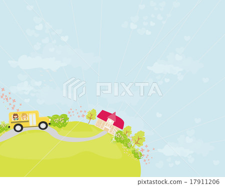 a school bus heading to school with happy children a school bus heading to school with happy children 17911206