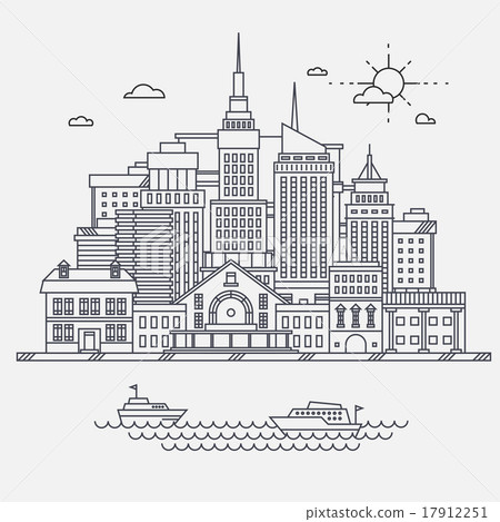 Business center of big city street skyscrapers 17912251