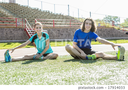 Happy teen doing training workout and sport Happy teen doing training workout and sport 17914033