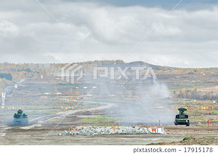 Antiaircraft gun missile systems in action 17915178