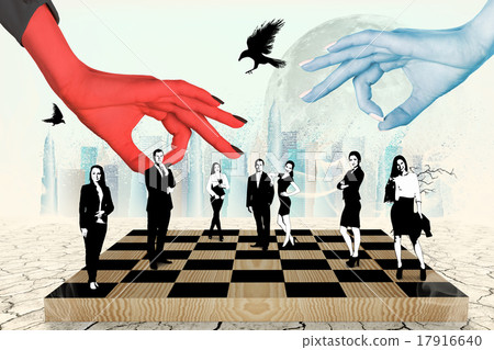 Silhouettes of people on the chess-board 17916640