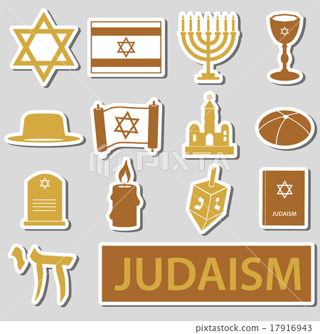 judaism religion symbols vector set of stickers  17916943