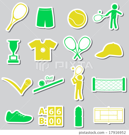 tennis sport theme color stickers set eps10 17916952