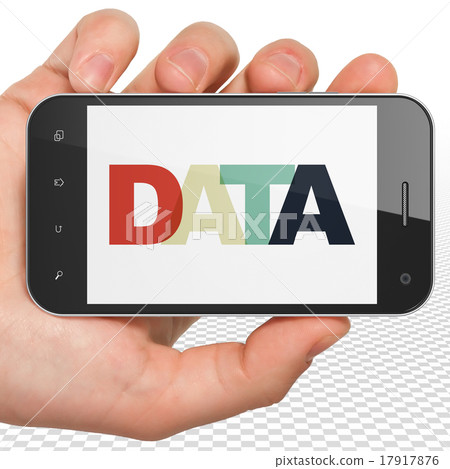 Data concept: Hand Holding Smartphone with Data on Data concept: Hand Holding Smartphone with Data on 17917876
