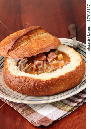 Goulash soup in a bread bowl Goulash soup in a bread bowl 17918117