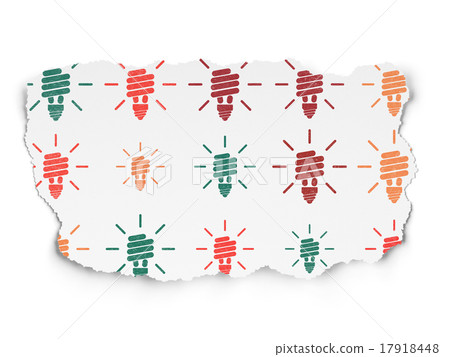 Business concept: Energy Saving Lamp icons on Torn Business concept: Energy Saving Lamp icons on Torn 17918448
