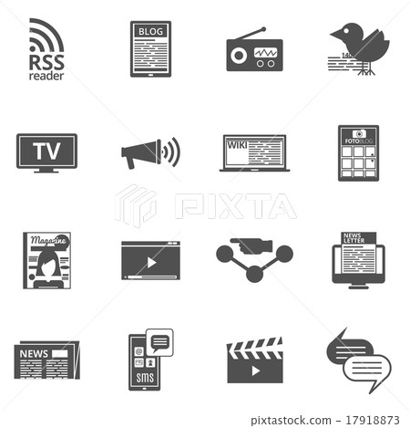 Mass media black icons set  17918873