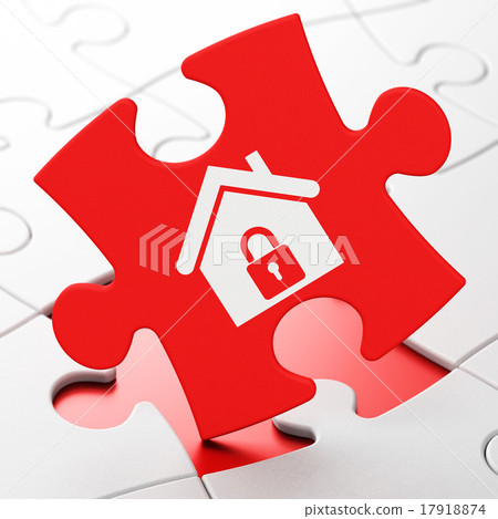 Finance concept: Home on puzzle background 17918874