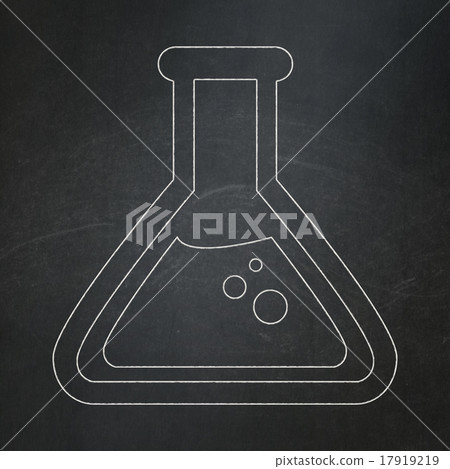 Science concept: Flask on chalkboard background Science concept: Flask on chalkboard background 17919219