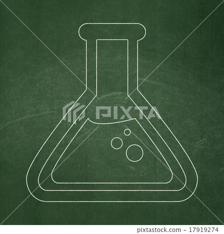 Science concept: Flask on chalkboard background Science concept: Flask on chalkboard background 17919274