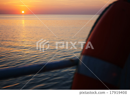 sunset on baltic sea with shipboard sunset on baltic sea with shipboard 17919408