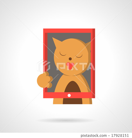 Cat with red frame flat vector icon Cat with red frame flat vector icon 17928151