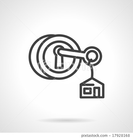 Lock with key black line vector icon - Stock Illustration [17928168 ...