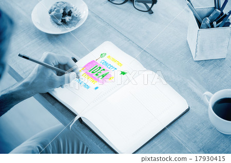 Composite image of man writing notes on diary 17930415