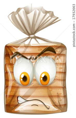 Packet of bread with angry face Packet of bread with angry face 17932663