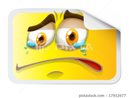 Yellow rectangular sticker with crying face Yellow rectangular sticker with crying face 17932677