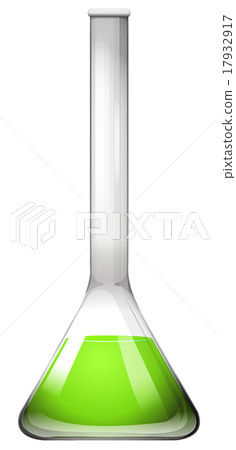 Glass beaker with green liquid 17932917