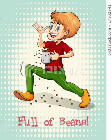 Man with mug full of beans 17932941