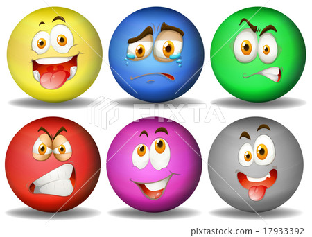 Facial expressions on round balls 17933392