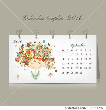 Calendar 2016, september month. Season girls 17933797