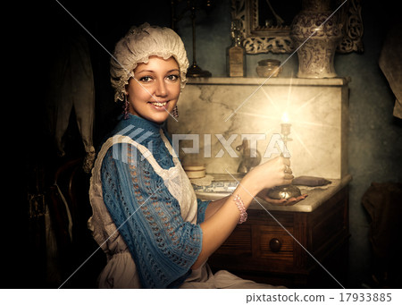 woman in old cap with candlestick woman in old cap with candlestick 17933885