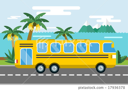 City bus cartoon style vector icon silhouette City bus cartoon style vector icon silhouette 17936378