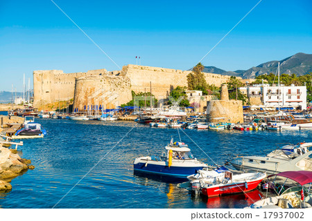 Kyrenia harbour with medieval castle 17937002