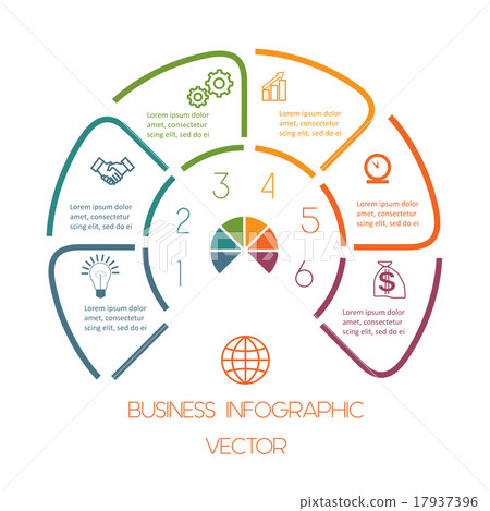 Lines Semicircle infographic six positions Lines Semicircle infographic six positions 17937396