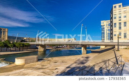 Modern bridge in Montpellier over the river Lez Modern bridge in Montpellier over the river Lez 17938365