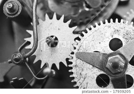 Black white Cogwheels Clockwork. Macro Black white Cogwheels Clockwork. Macro 17939205