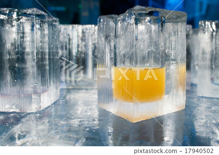ice blocks glasses in a ice hotel bar pub 17940502