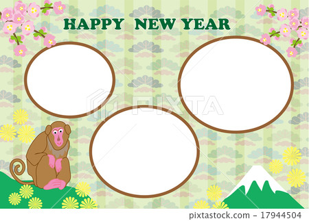 Feminine monkey illustration picture frame New... - Stock Illustration  [17944504] - PIXTA